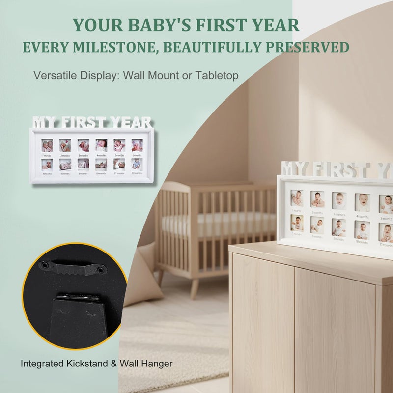 MICKYU My First Year Baby Frame - 12 Month Milestone Picture Frame, Newborn Keepsake for Nursery Decor, Monthly Photo Display for Baby Boy & Girl - Image 4